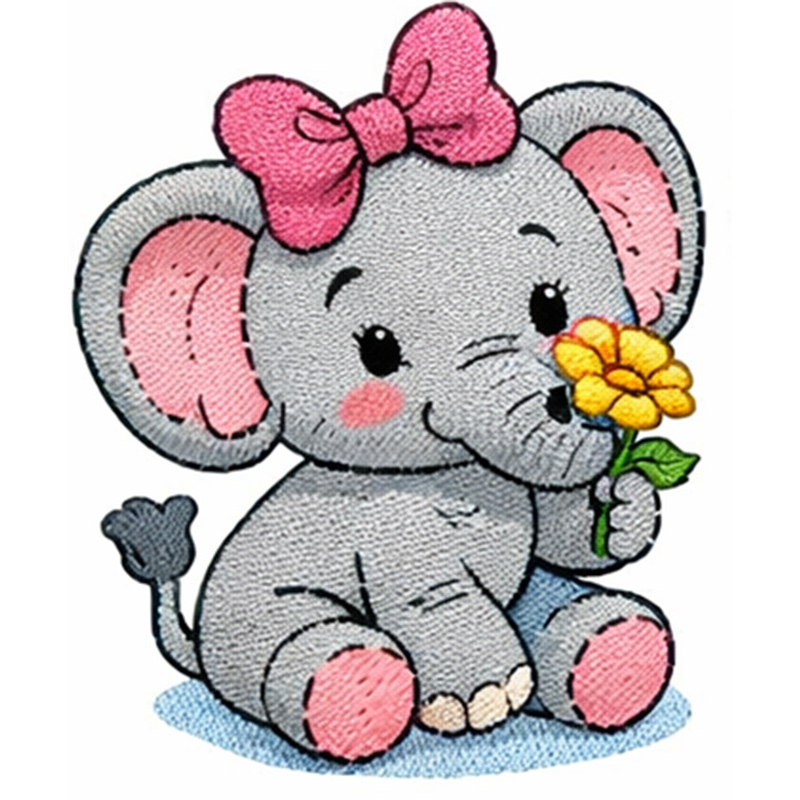 Cute Baby Elephant with Flower Design Cute Baby Elephant with Flower Design.