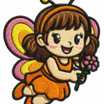 Cute Fairy Girl Machine Embroidery Design | Cartoon Fairy Embroidery Pattern | Instant Download