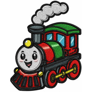 Cute Cartoon Train Machine Embroidery Design | Steam Locomotive Embroidery File | Instant Download