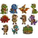 Dino explorer club embroidery designs