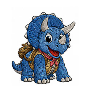 Tiny Trike Triceratops Embroidery Design | Cute Dinosaur Embroidery Pattern | Instant Download